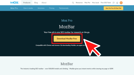 使い方①：Mozbarのサイトにアクセス