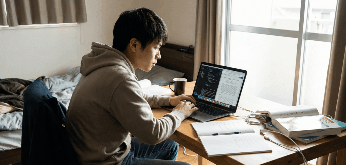 座りながら作業をする場合