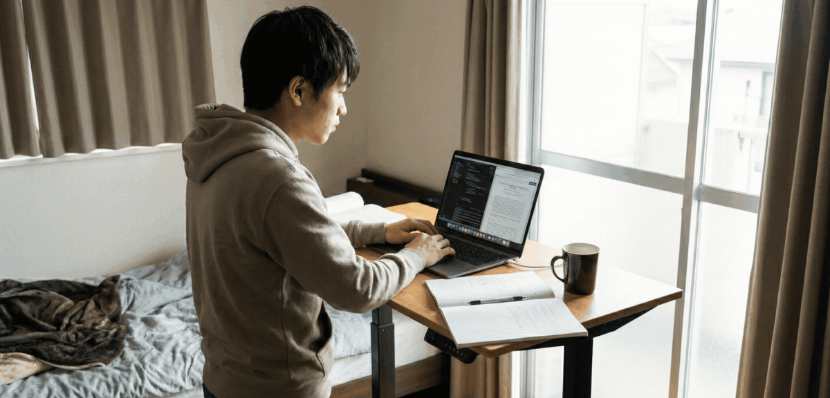 立ちながら作業をする場合