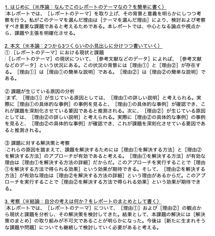 レポートのテンプレを公開